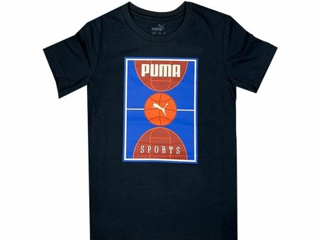 Child s Short Sleeve T-Shirt Puma Bppo Basket Blank Ba Black Fashion