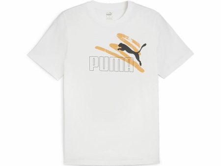 Men’s Short Sleeve T-Shirt Puma Essentials+ AB White on Sale