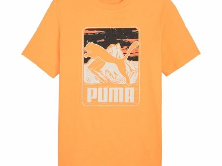 Men’s Short Sleeve T-Shirt Puma Graphics Mountain e Clementine  Orange on Sale