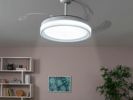 LED Ceiling Fan with 4 Retractable Blades Blalefan InnovaGoods White 72 W Ø49,5-104 cm (Refurbished C) Online