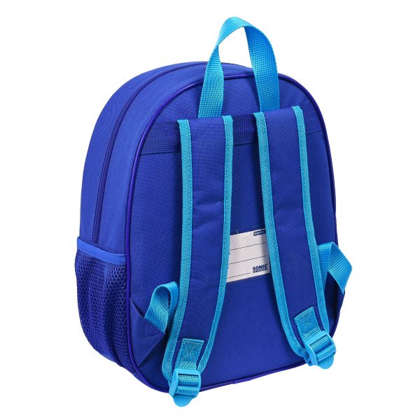 3D School Bag Sonic Speed Blue 27 x 33 x 10 cm Fashion