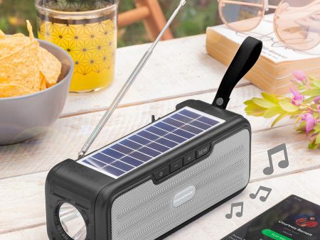 Wireless Speaker with Solar Charging and LED Torch Sunker InnovaGoods Black (Refurbished B) For Sale