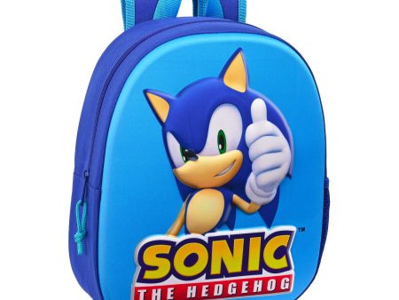 3D School Bag Sonic Speed Blue 27 x 33 x 10 cm Fashion