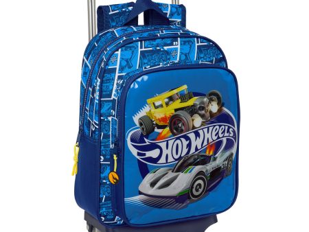 School Rucksack with Wheels Hot Wheels Sonny Navy Blue 27 x 33 x 10 cm Online now