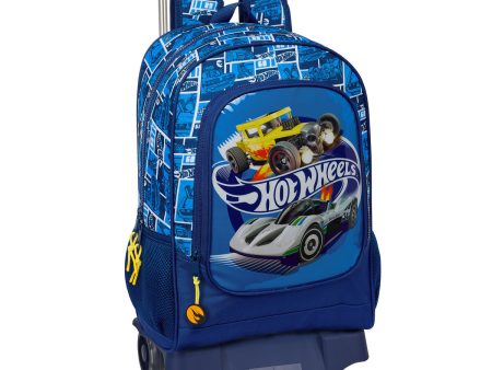 School Rucksack with Wheels Hot Wheels Sonny Navy Blue 32 x 42 x 14 cm Online