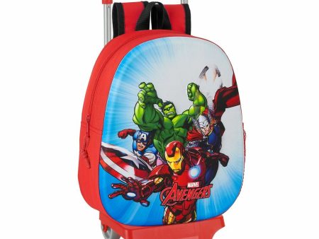 3D School Bag with Wheels 705 The Avengers Red Discount