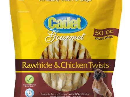 CADET - Gourmet Rawhide & Chicken Twists Dog Treats - 50 Pieces on Sale